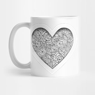 black and white floral pattern Mug